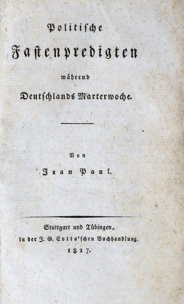 Große Abbildung Nr.2: 128-1397 Jean Paul (d.i. J.P.F.Richter).: (Literatur und illustrierte Bücher bis 19.Jahrhundert)