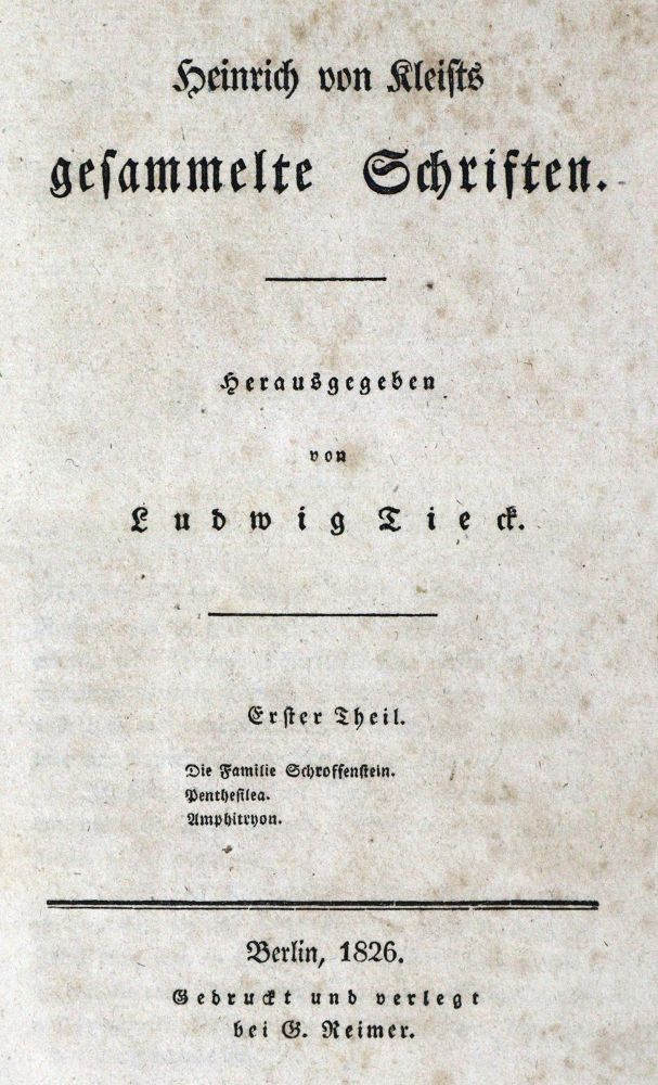 Große Abbildung Nr.1: 128-1404 Kleist,H.v.: (Literatur und illustrierte Bücher bis 19.Jahrhundert)