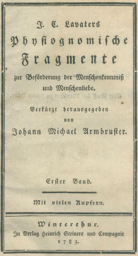 Große Abbildung Nr.1: 128-1417 Lavater,J.C.: (Literatur und illustrierte Bücher bis 19.Jahrhundert)