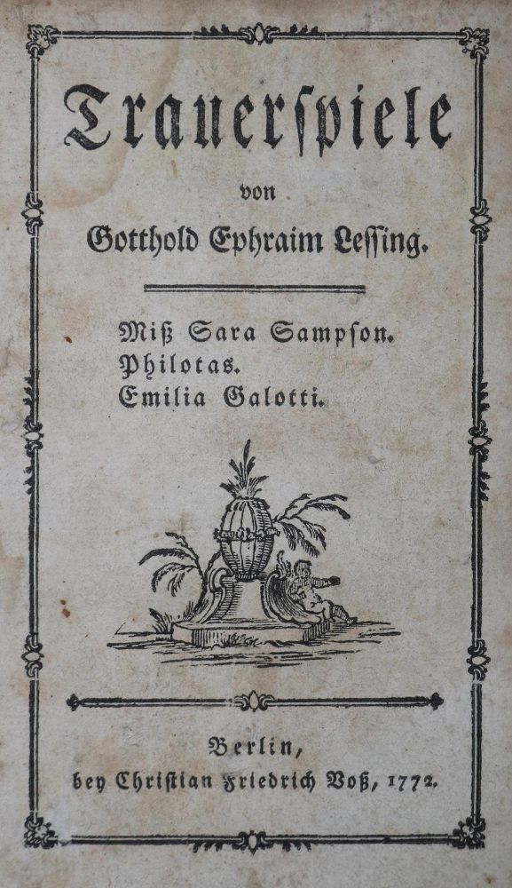 Große Abbildung Nr.1: 128-1427 Lessing,G.E.: (Literatur und illustrierte Bücher bis 19.Jahrhundert)