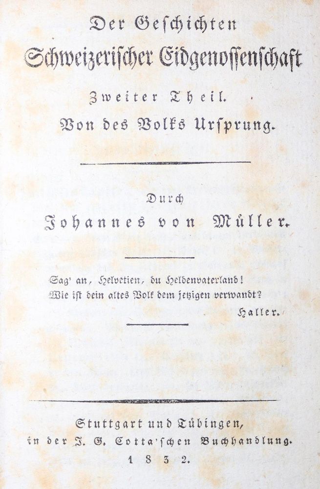 Große Abbildung Nr.1: 128-1444 Müller,J.v.: (Literatur und illustrierte Bücher bis 19.Jahrhundert)
