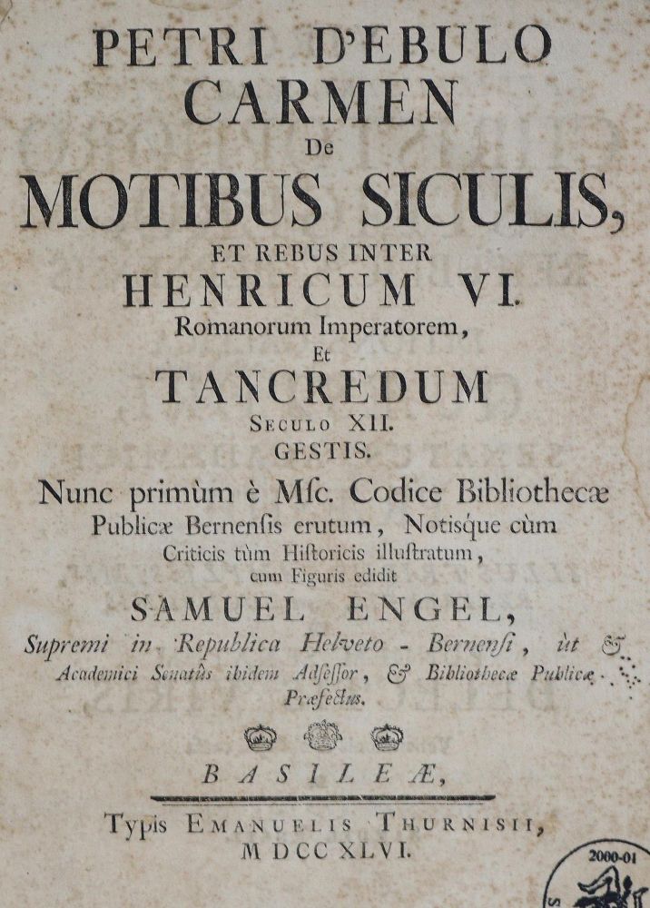 Große Abbildung Nr.1: 128-1449 Petrus de Ebulo.: (Literatur und illustrierte Bücher bis 19.Jahrhundert)