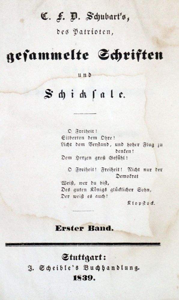 Große Abbildung Nr.1: 128-1492 Schubart,C.F.D.: (Literatur und illustrierte Bücher bis 19.Jahrhundert)