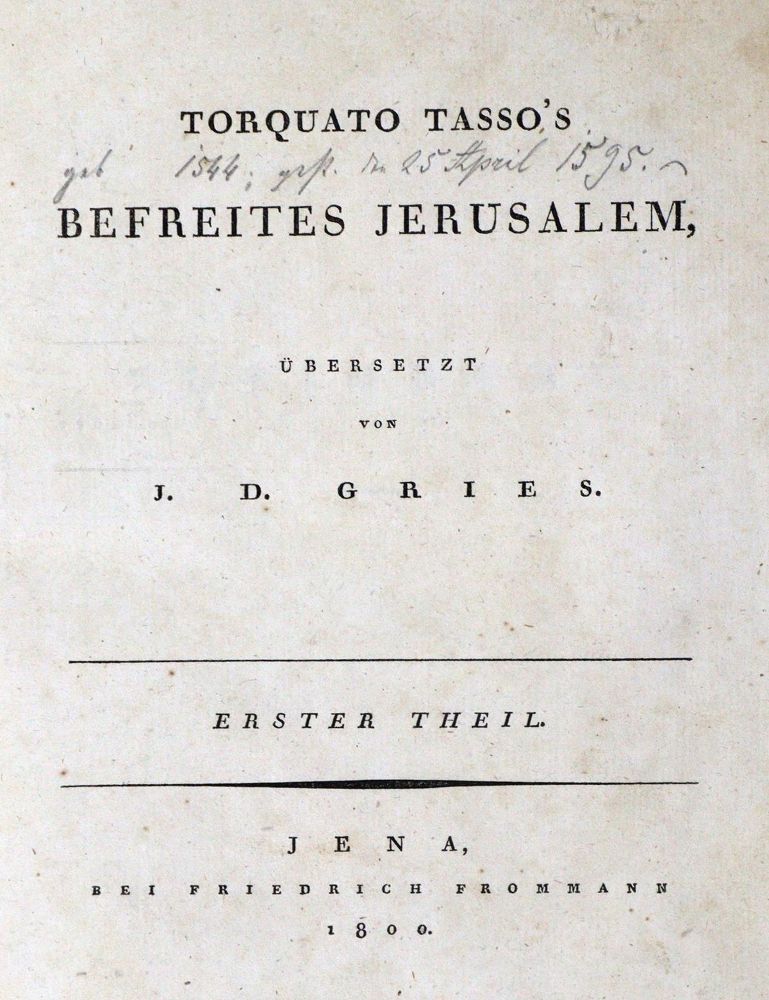 Große Abbildung Nr.1: 128-1500 Tasso,T.: (Literatur und illustrierte Bücher bis 19.Jahrhundert)
