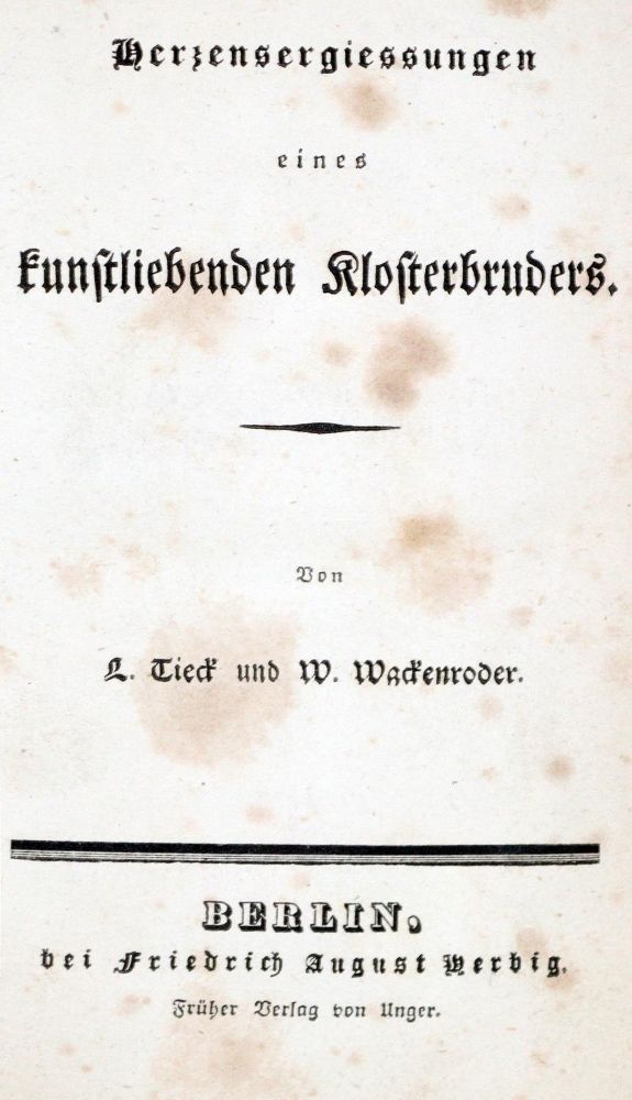 Große Abbildung Nr.1: 128-1512 Wackenroder,W.H. u. L.Tieck.: (Literatur und illustrierte Bücher bis 19.Jahrhundert)