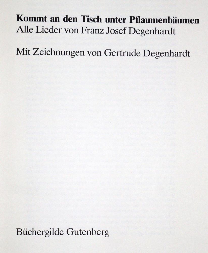 Große Abbildung Nr.1: 128-1554 Degenhardt,F.J.: (Literatur und illustrierte Bücher 20.Jahrhundert - Alte Literatur in modernen Ausgaben)