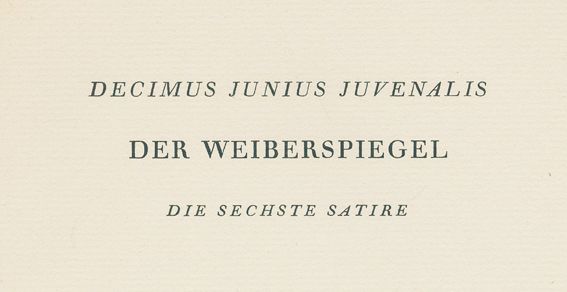 Große Abbildung Nr.1: 128-1638 Juvenal, Decimus Iunius.: (Literatur und illustrierte Bücher 20.Jahrhundert - Alte Literatur in modernen Ausgaben)