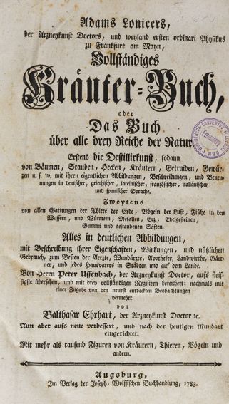 Große Abbildung Nr.1: 128-1809 Lonicer,A.: (Botanik, Kräuterbücher)