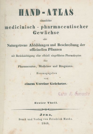 Große Abbildung Nr.1: 128-1815 Hand-Atlas: (Botanik, Pharmazie)