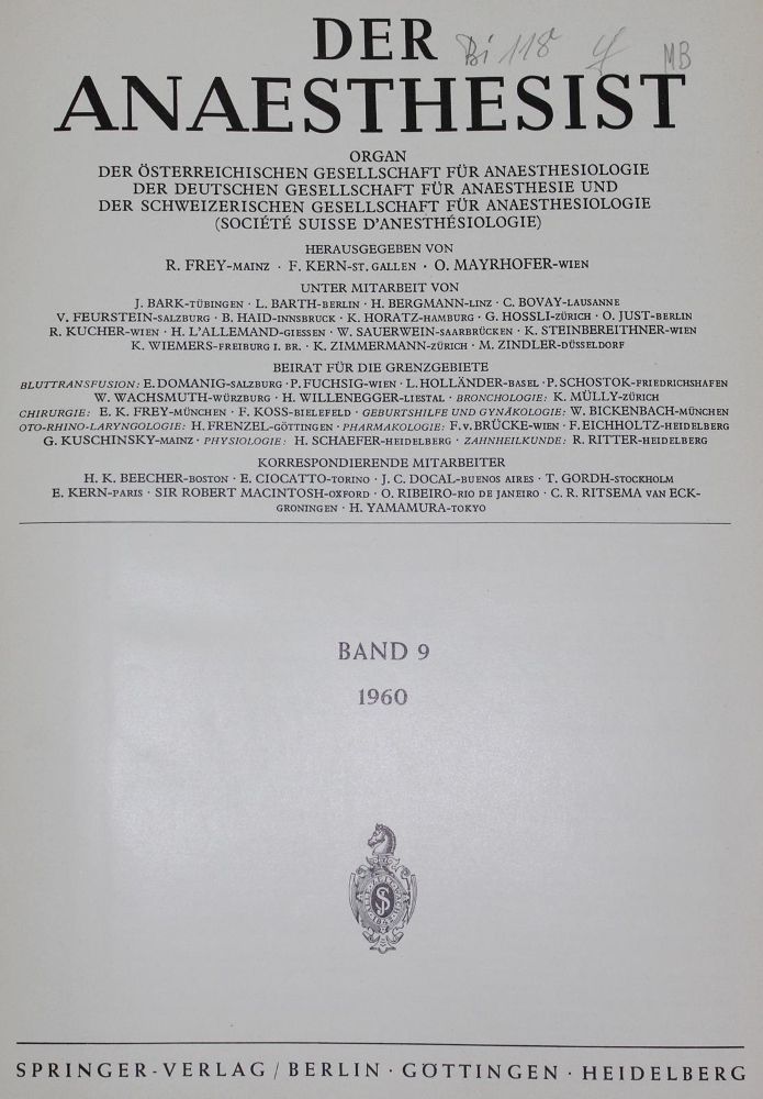 Große Abbildung Nr.1: 128-1826 Anaesthesist, Der.: (Medizin, Anästhesie)
