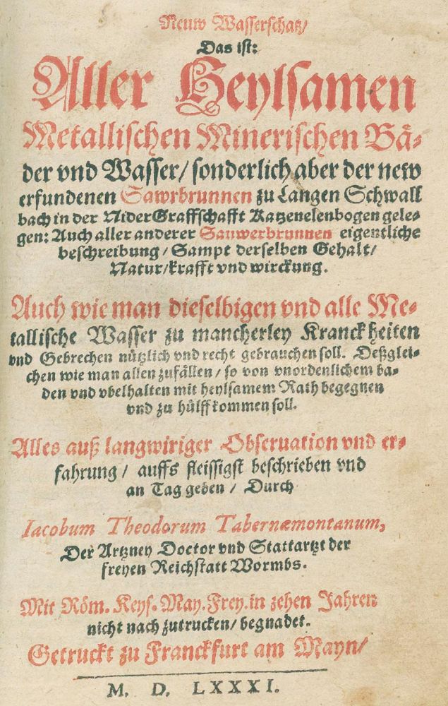 Große Abbildung Nr.1: 128-1828 (Tabernaemontanus,J.T.: (Medizin, Balneologie)