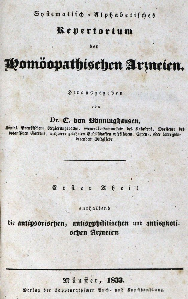 Große Abbildung Nr.1: 128-1856 Bönninghausen,C.v.: (Medizin, Homöopathie)