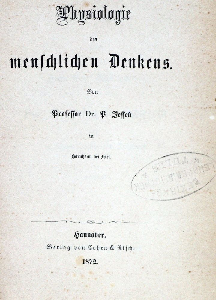 Große Abbildung Nr.1: 128-1875 Jessen,P.: (Medizin, Psychologie)