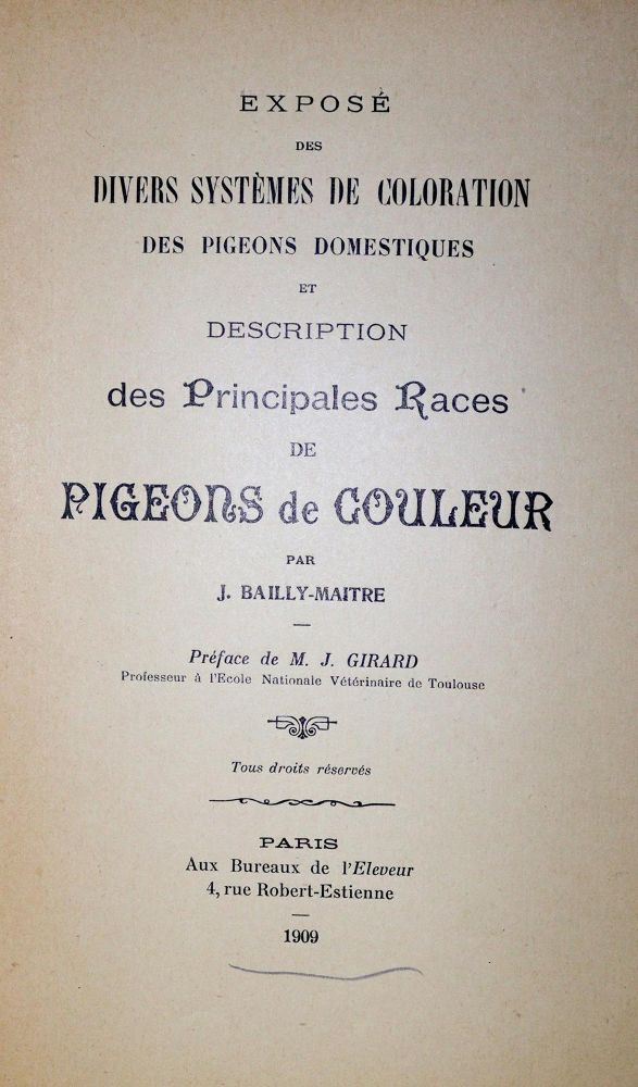 Große Abbildung Nr.1: 128-1957 Bailly-Maitre,J.: (Zoologie, Vögel, Tauben)