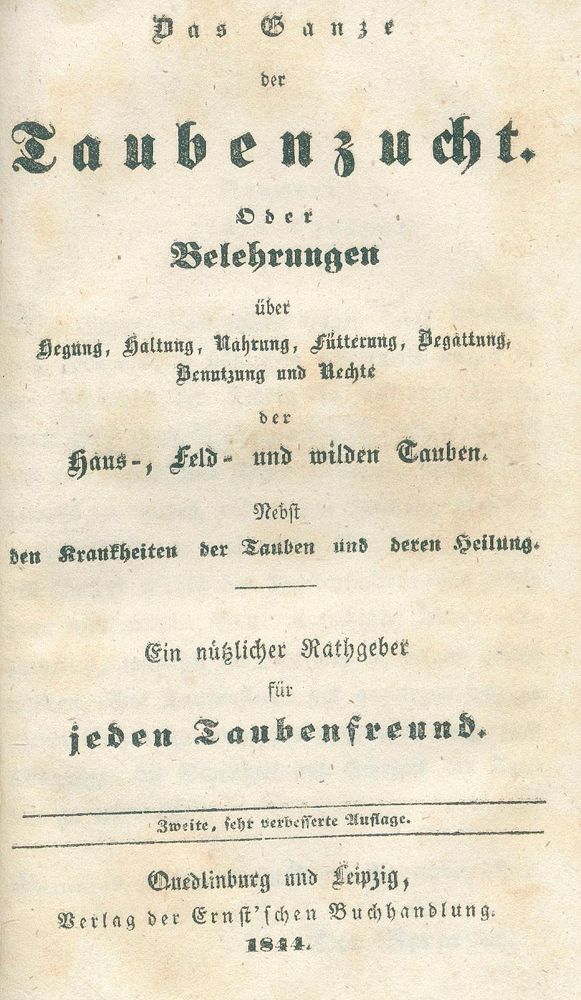 Große Abbildung Nr.2: 128-1998 Taubenzucht, Die ganze.: (Zoologie, Vögel, Tauben)