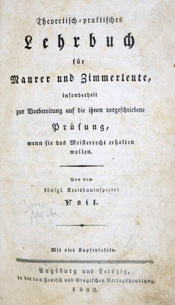 Große Abbildung Nr.1: 128-2029 Voit,(J.M.).: (Verschiedene Gebiete - Varia, Bauwesen)