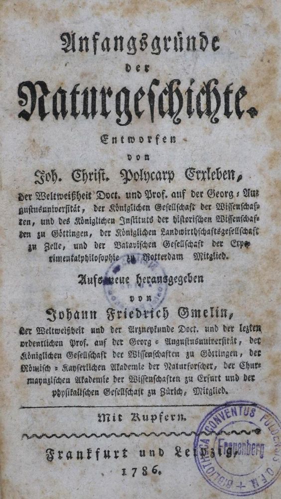 Große Abbildung Nr.1: 128-2049 Erxleben,J.C.P.: (Verschiedene Gebiete - Varia)