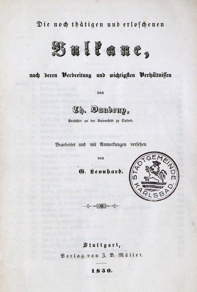 Große Abbildung Nr.1: 128-2057 Daubeny,C.: (Verschiedene Gebiete - Varia, Geologie - Mineralogie u. Paläontologie, Vulkane)