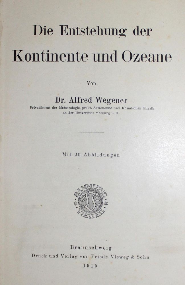 Große Abbildung Nr.1: 128-2059 Wegener, A.,: (Verschiedene Gebiete - Varia, Geologie - Mineralogie u. Paläontologie)