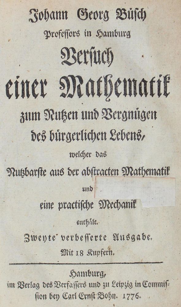 Große Abbildung Nr.1: 128-2075 Büsch,J.G.: (Verschiedene Gebiete - Varia, Mathematik)