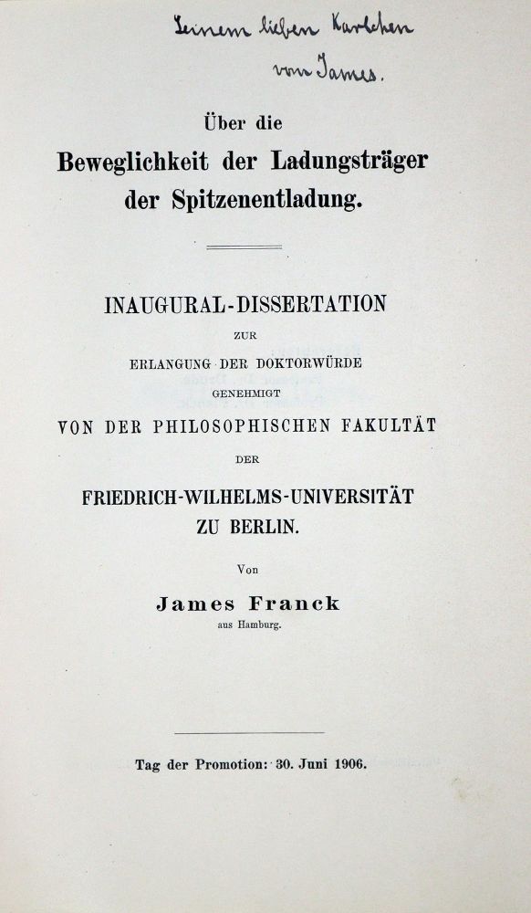 Große Abbildung Nr.1: 128-2094 Franck,J.: (Verschiedene Gebiete - Varia, Physik)
