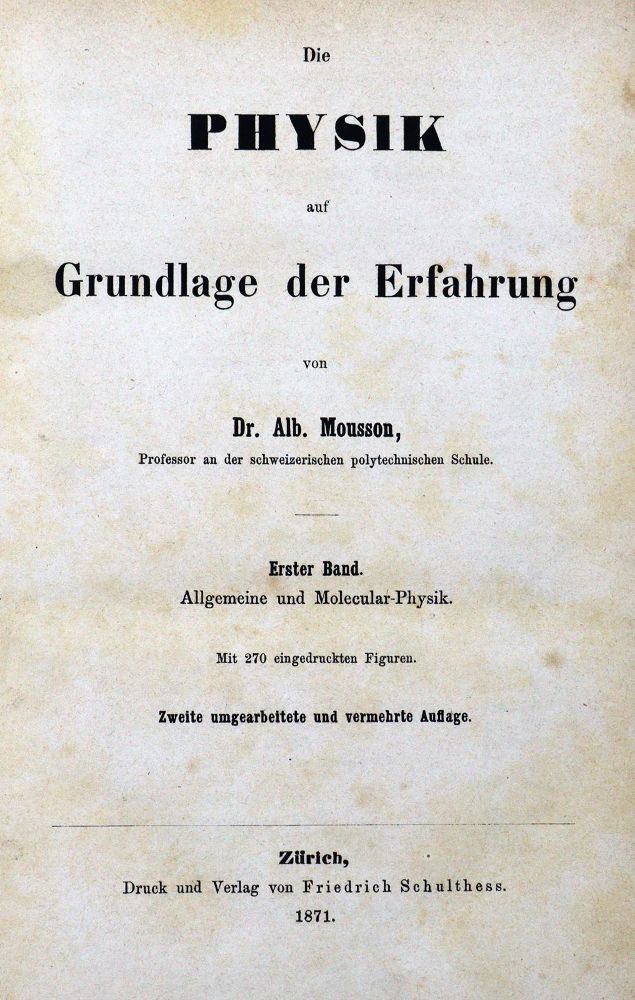 Große Abbildung Nr.1: 128-2096 Mousson,A.: (Verschiedene Gebiete - Varia, Physik)