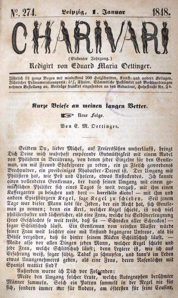 Große Abbildung Nr.1: 128-2299 Charivari.: (Deutschland, Revolution 1848/49 - Vormärz - Politik)