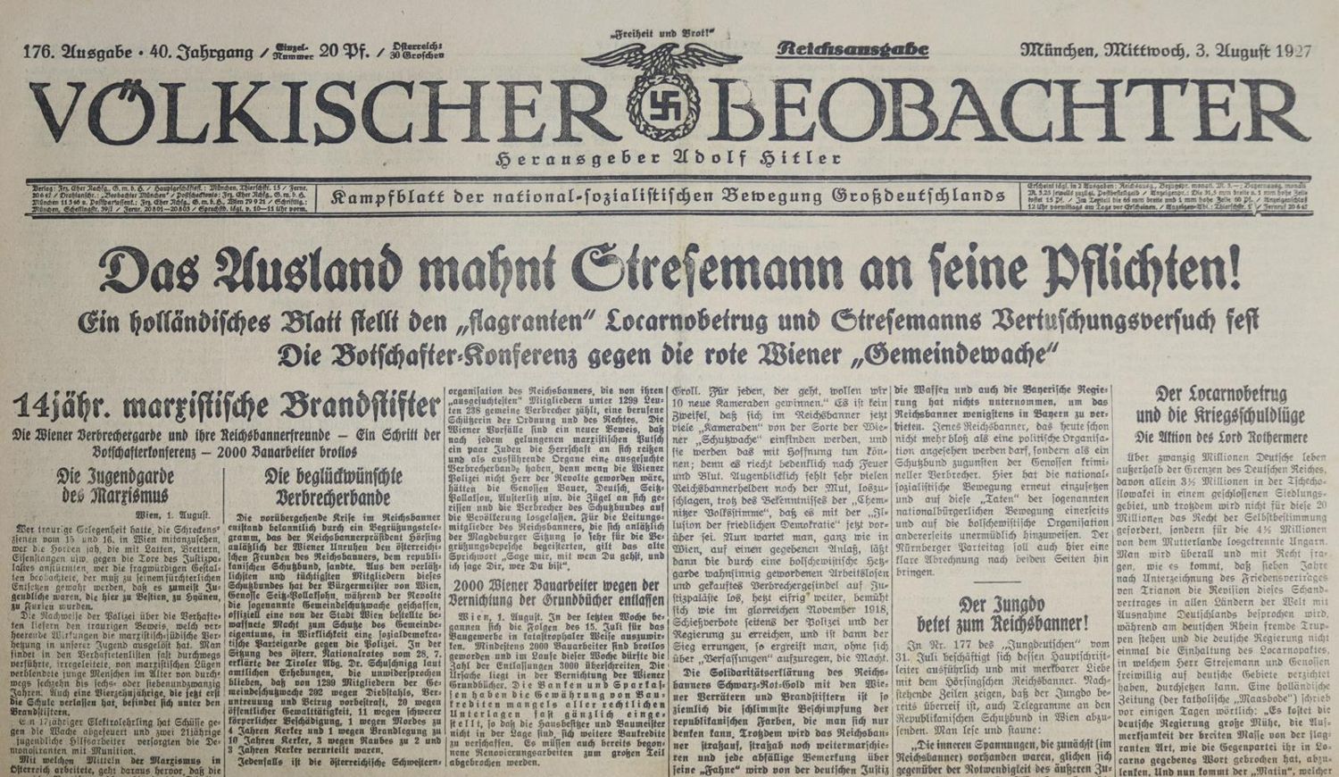 Große Abbildung Nr.1: 128-2343 Völkischer Beobachter.: (Deutschland)