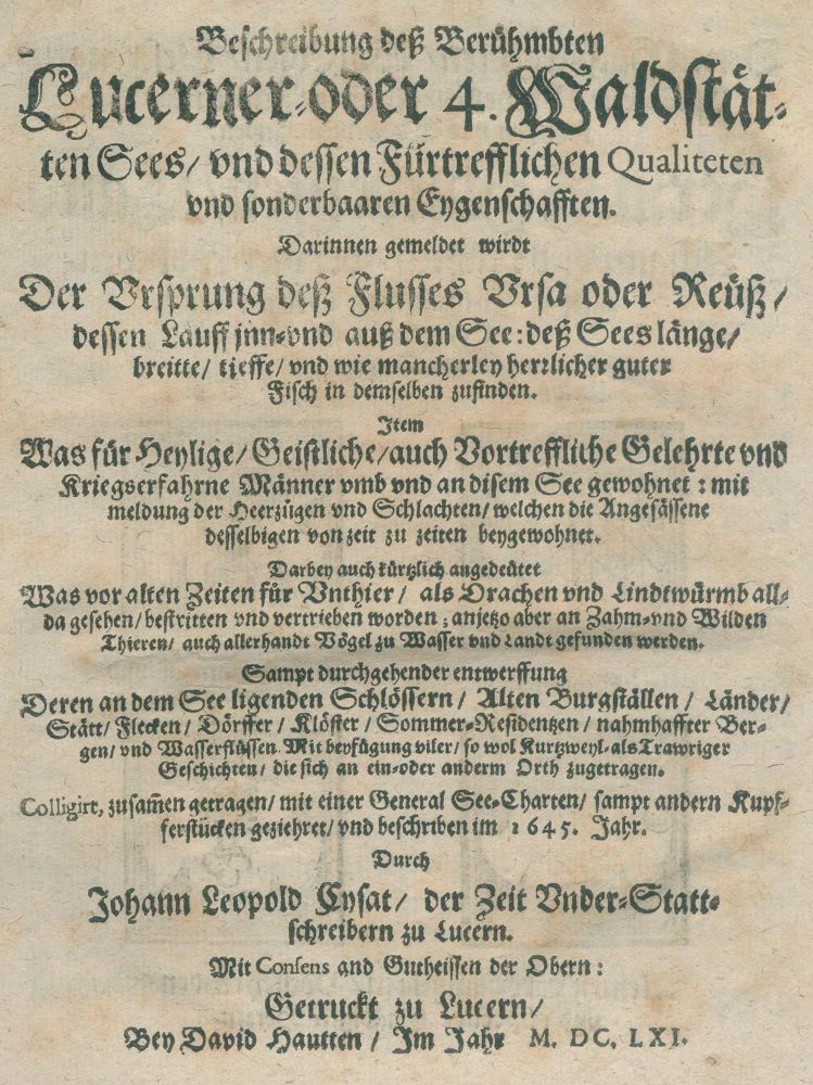 Große Abbildung Nr.1: 128-2452 Cysat,J.L.: (Schweiz, Luzern, Vierwaldstättersee)