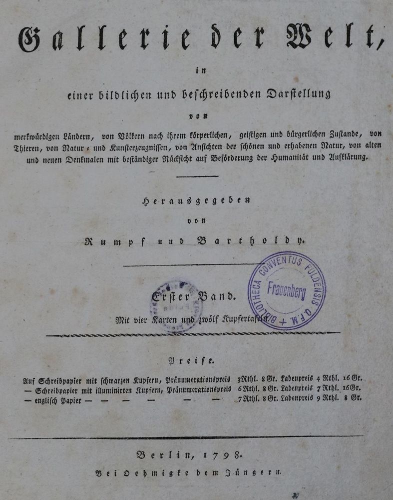 Große Abbildung Nr.1: 128-2579 Rumpf,J.D.F. u. G.W.Bartholdy (Hrsg.).: (Verschiedene Gebiete - Varia)