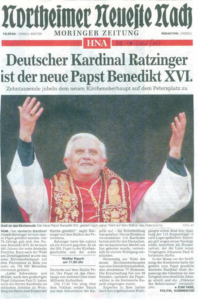 Große Abbildung Nr.2: 128-2647 Ratzinger, Joseph Alois: (Autographen)