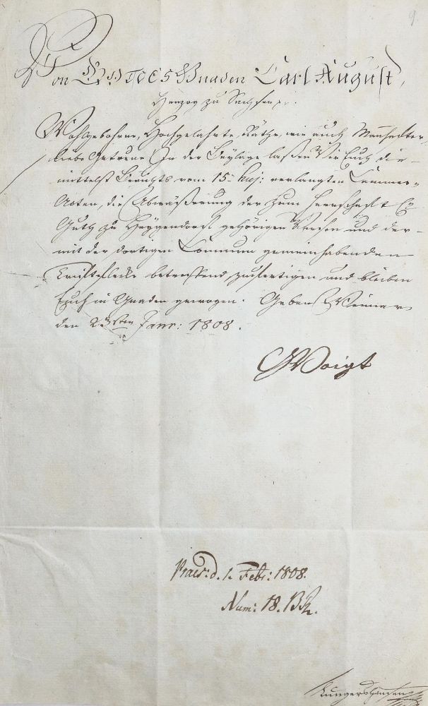 Große Abbildung Nr.1: 128-2658 Voigt, Christian Gottlob von,: (Autographen)