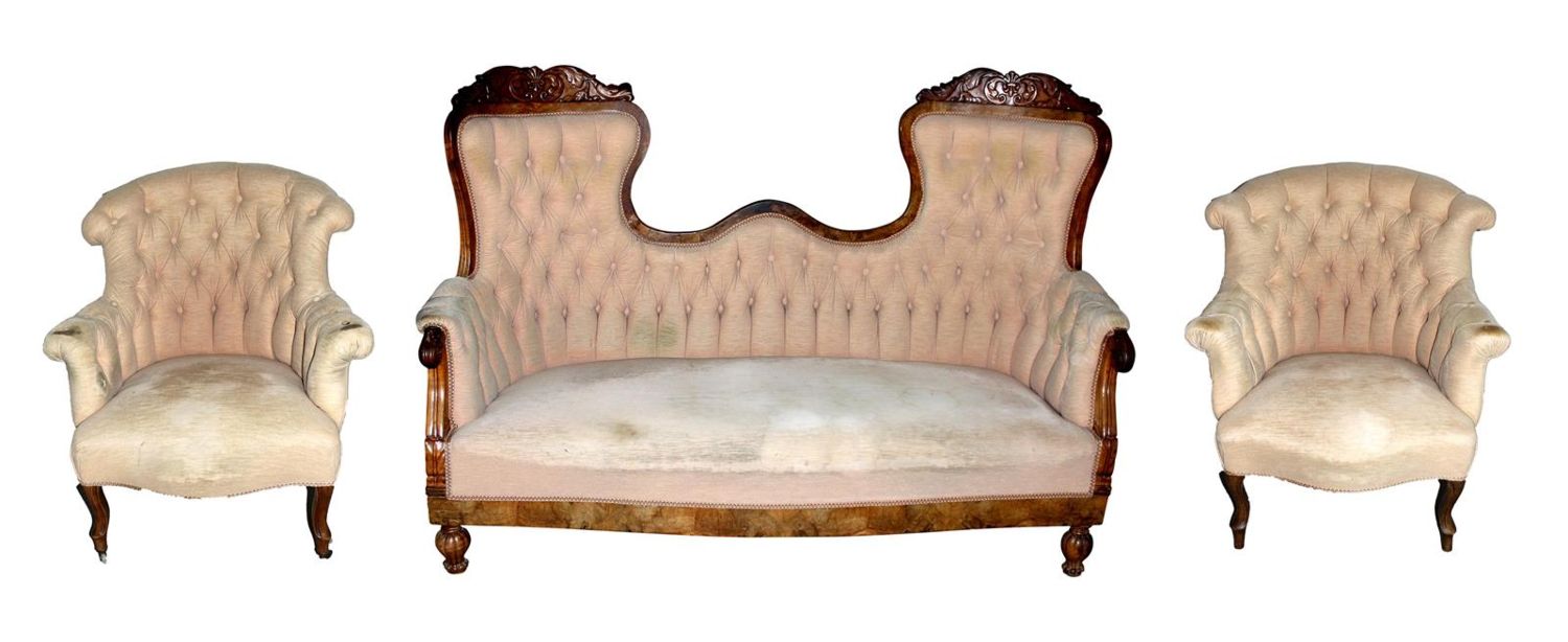 Große Abbildung Nr.1: 128-2826 Barocksofa u. 2 Sessel.: (Möbel)