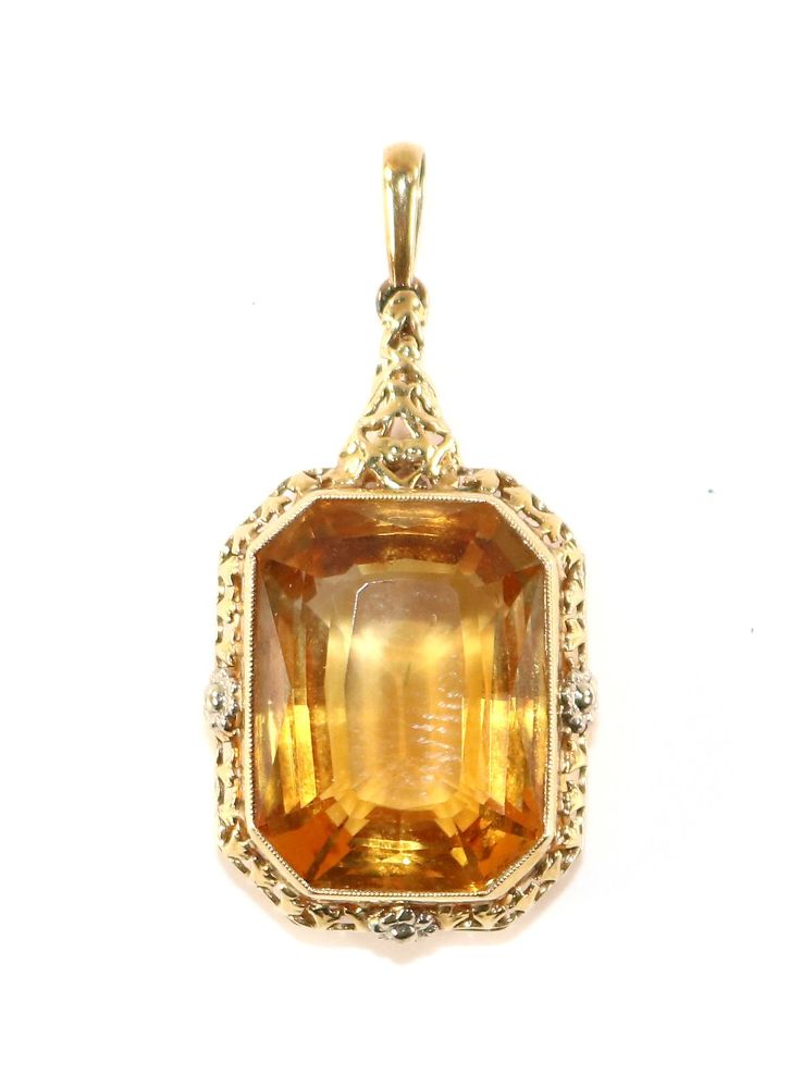 Große Abbildung Nr.1: 128-2893 Art Déco Citrinanhänger.: (Schmuck, Anhänger)