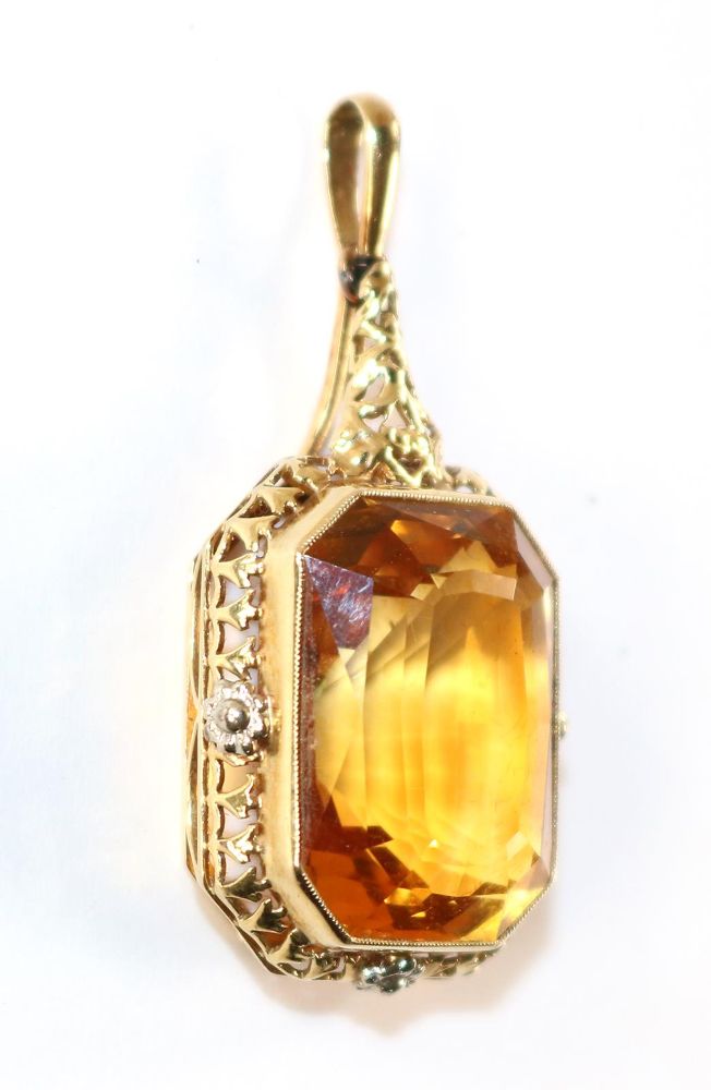 Große Abbildung Nr.2: 128-2893 Art Déco Citrinanhänger.: (Schmuck, Anhänger)