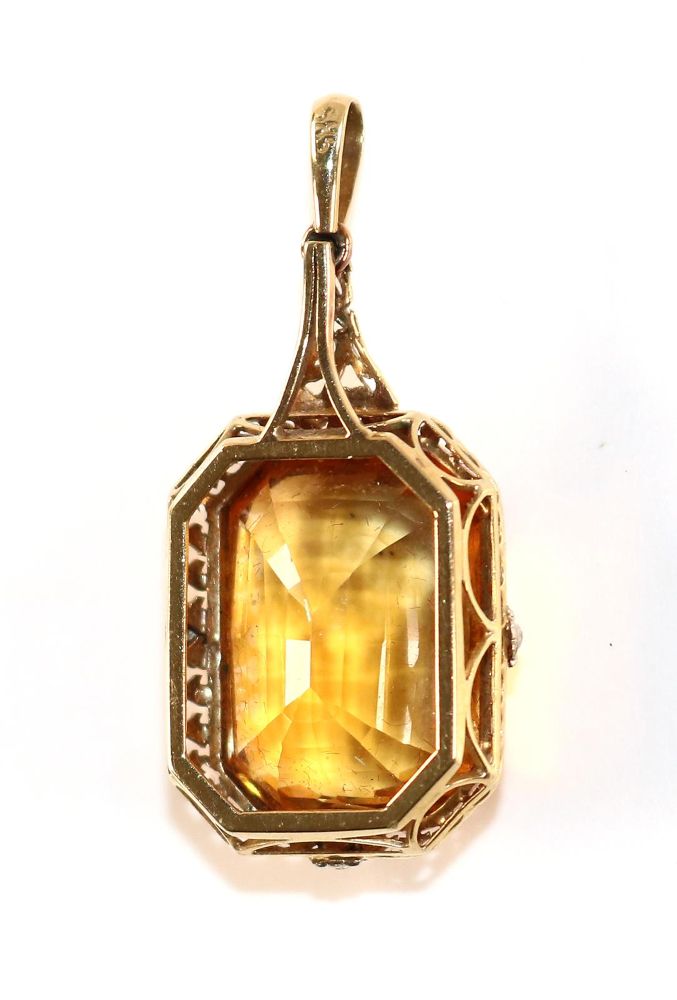 Große Abbildung Nr.3: 128-2893 Art Déco Citrinanhänger.: (Schmuck, Anhänger)