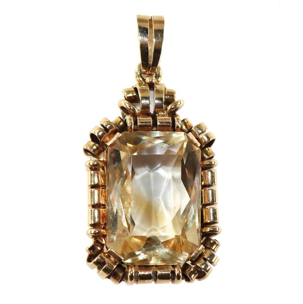 Große Abbildung Nr.1: 128-2894 Art Déco Citrin-Gold: (Schmuck, Anhänger)