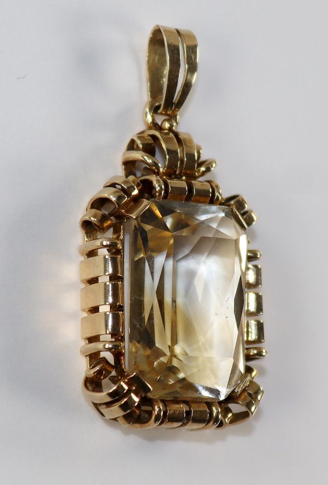 Große Abbildung Nr.2: 128-2894 Art Déco Citrin-Gold: (Schmuck, Anhänger)
