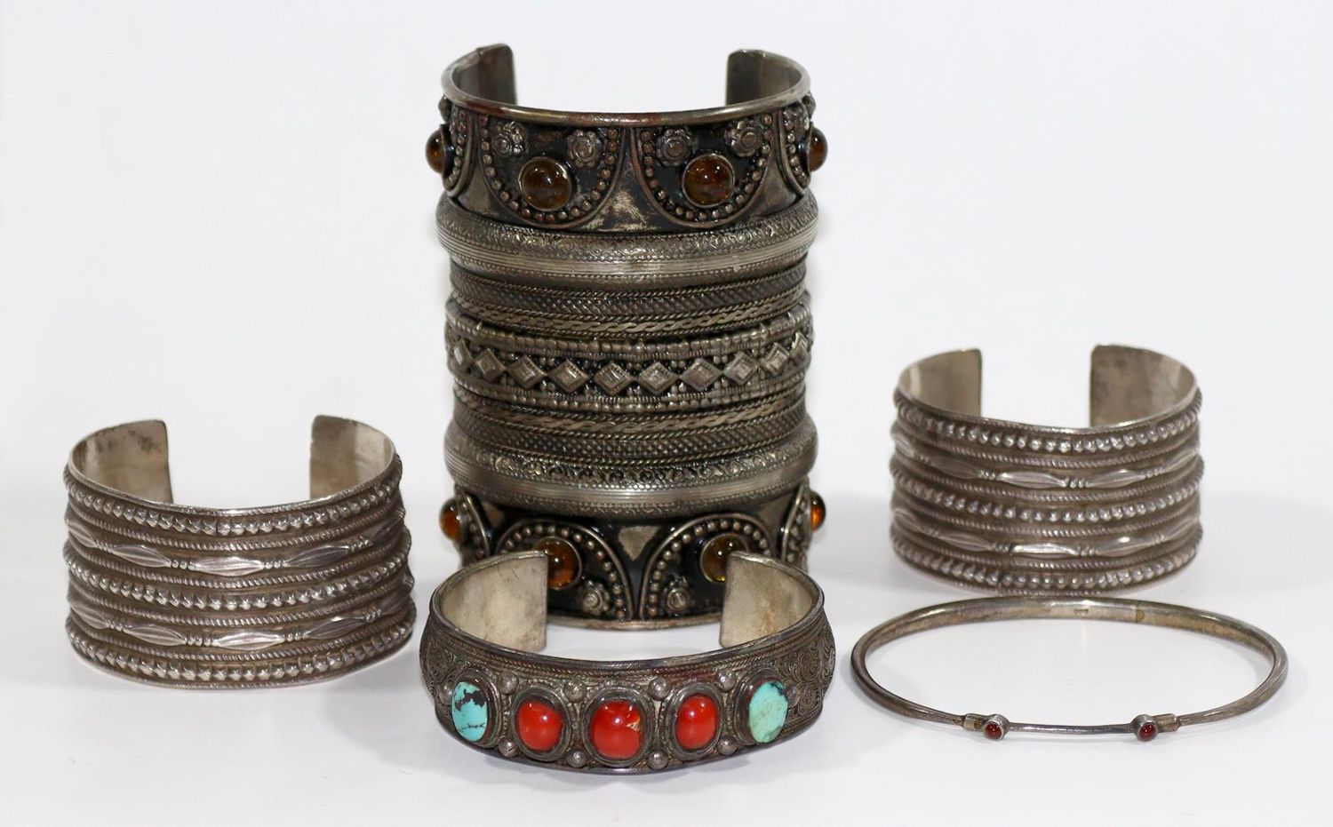 Große Abbildung Nr.1: 128-2906 5 Silber Armreife: (Schmuck, Armbänder)
