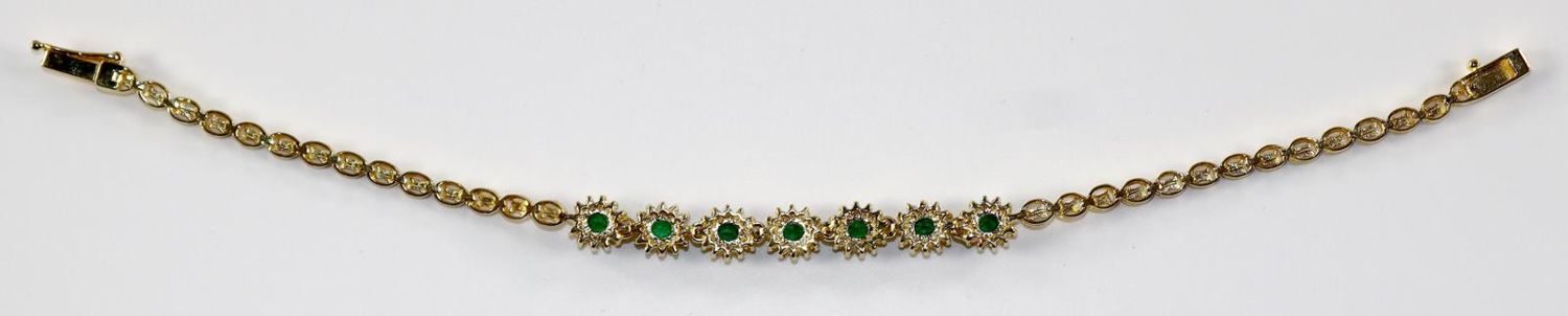 Große Abbildung Nr.2: 128-2921 Smaragd-, Brillantarmband.: (Schmuck, Armbänder)