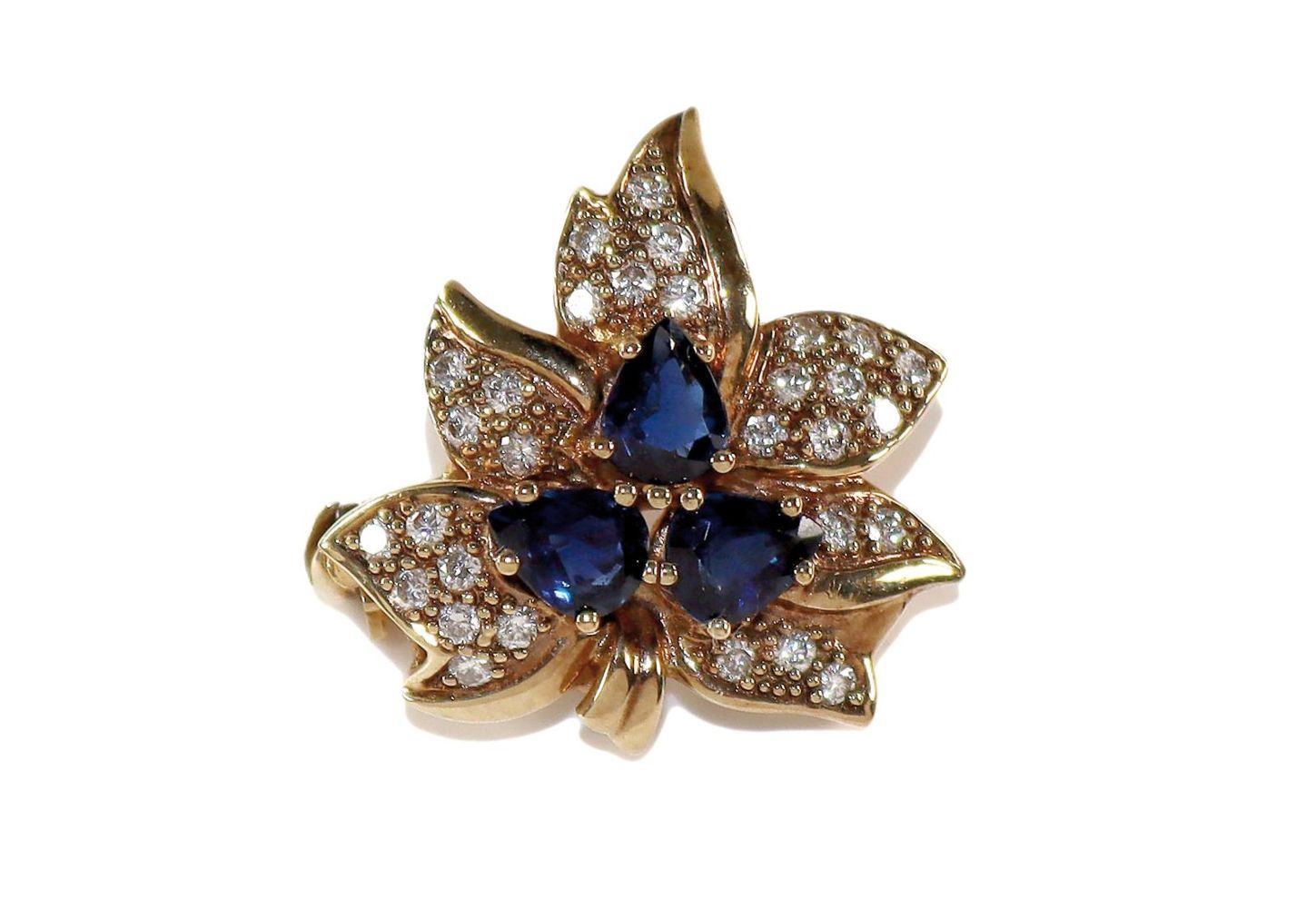 Große Abbildung Nr.1: 128-2940 Diamant-Saphir Brosche: (Schmuck, Broschen)