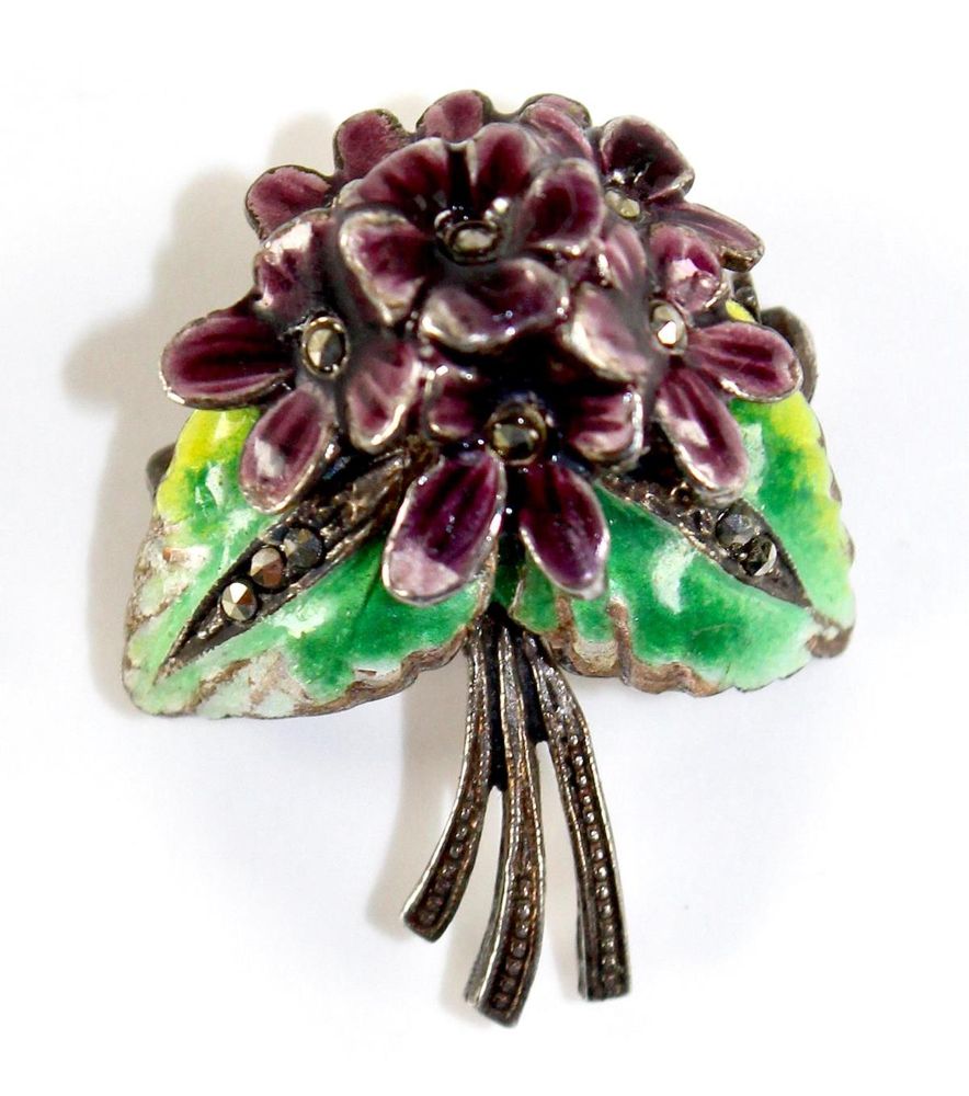 Große Abbildung Nr.1: 128-2941 Emaillierte Blütenbrosche: (Schmuck, Broschen)