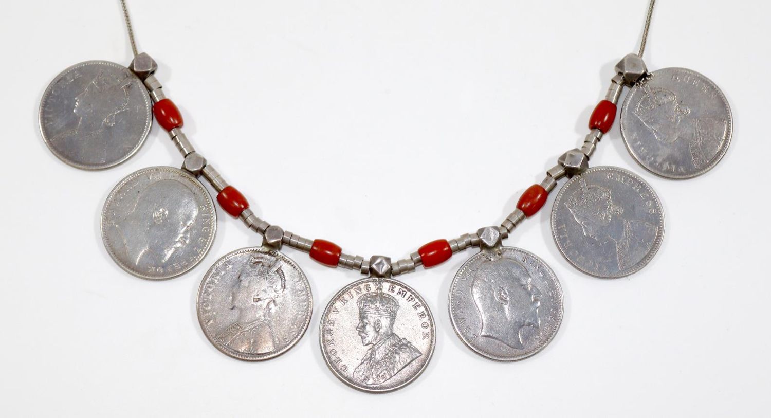 Große Abbildung Nr.1: 128-2966 Münzkette Silber Indien: (Schmuck, Colliers)