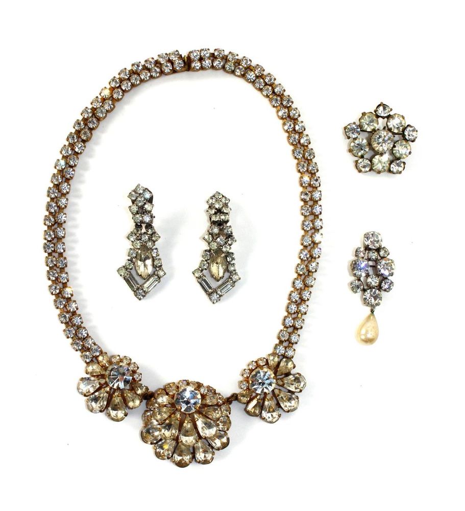 Große Abbildung Nr.1: 128-3004 Strass Ensemble Art Déco.: (Schmuck, Modeschmuck)