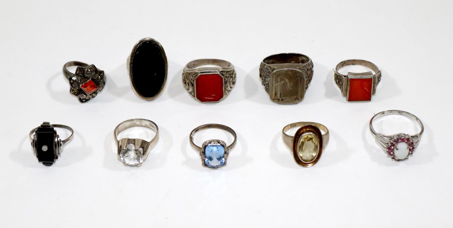 Große Abbildung Nr.2: 128-3016 10 Silberringe: (Schmuck, Ringe)