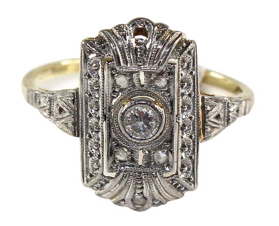 Große Abbildung Nr.1: 128-3022 Art Déco Ring: (Schmuck, Ringe)