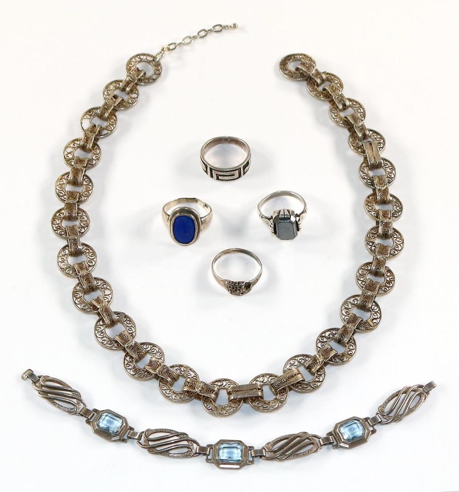 Große Abbildung Nr.2: 128-3073 Schmucksammlung Silber: (Schmuck, Sammlungen)