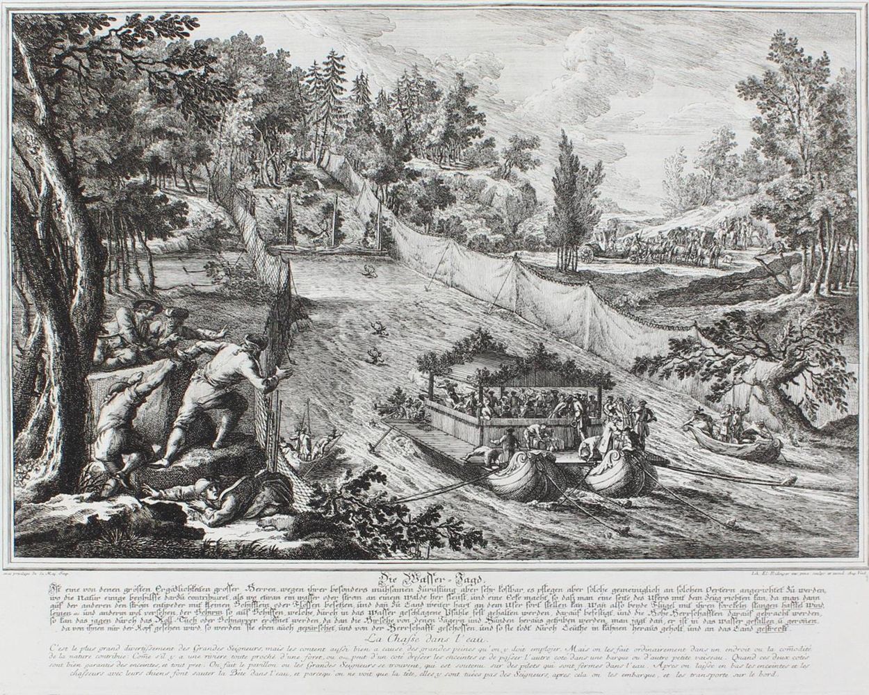 Große Abbildung Nr.1: 128-3320 Wasserjagd.: (Varia, Jagd, Ridinger)