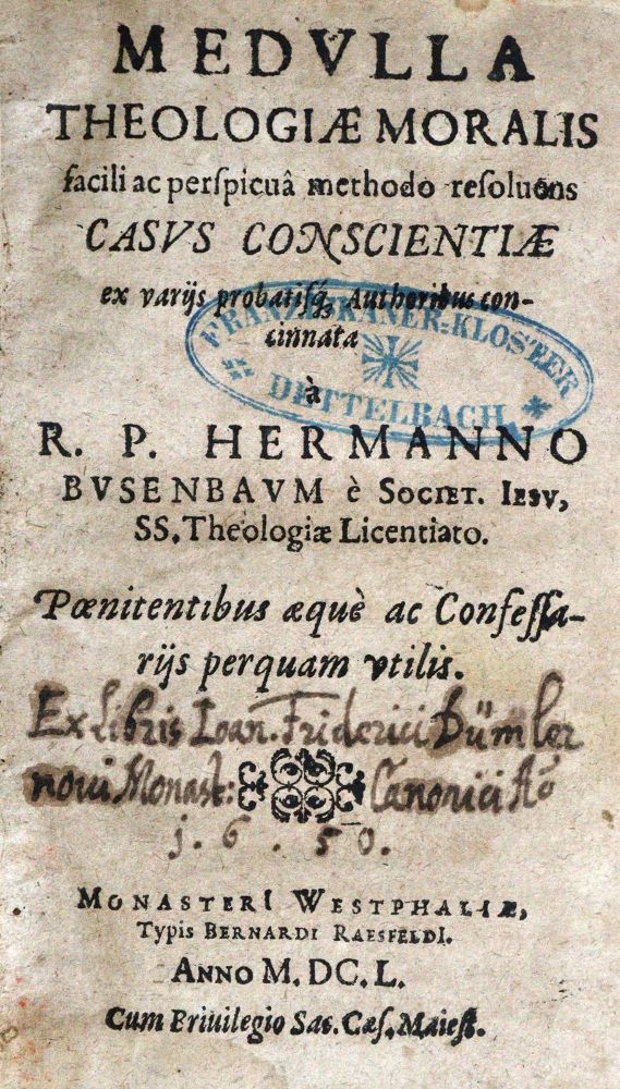 Große Abbildung Nr.1: 128-337 Busenbaum,H.: (Alte Drucke, Handschriften und Theologie)