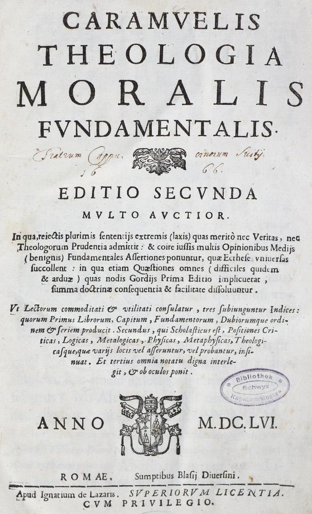 Große Abbildung Nr.1: 128-346 Caramuel y Lobkowitz,J.: (Alte Drucke, Handschriften und Theologie)